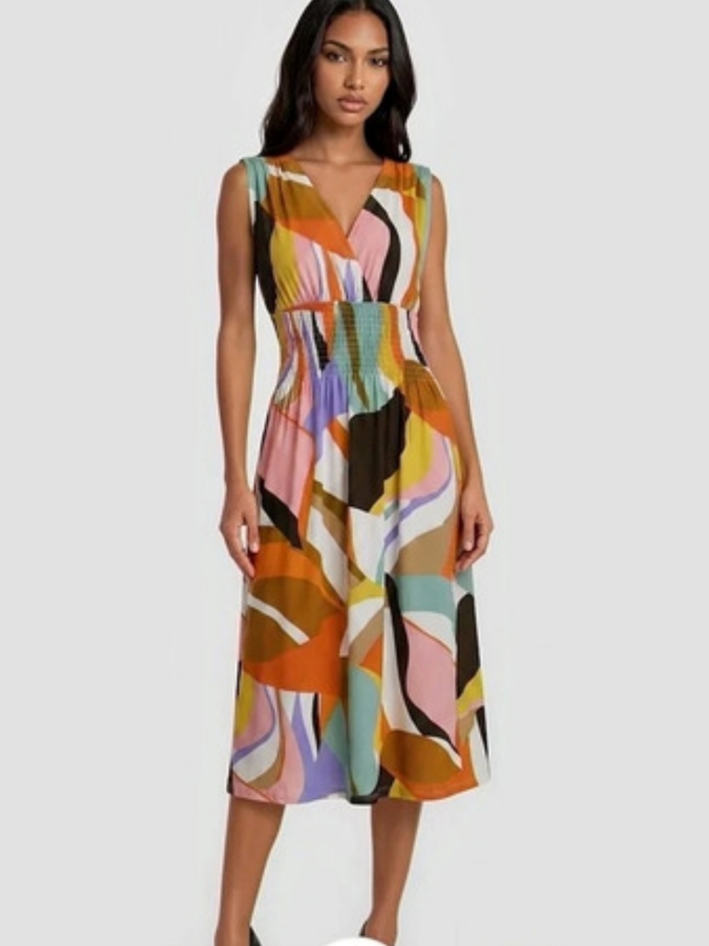 Abstract Midi Dress in Multicolor
